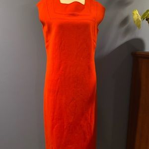 Vtg Red Unbranded Wool Sheath Dress Size L